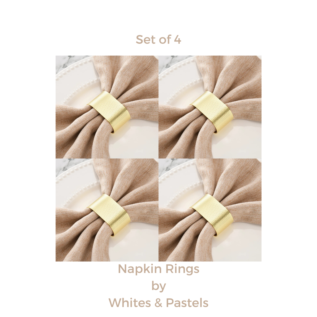 Napkin Rings Set – Gold Metal Band, (Set of 4/6/8) Perfect for Formal & Casual Dining