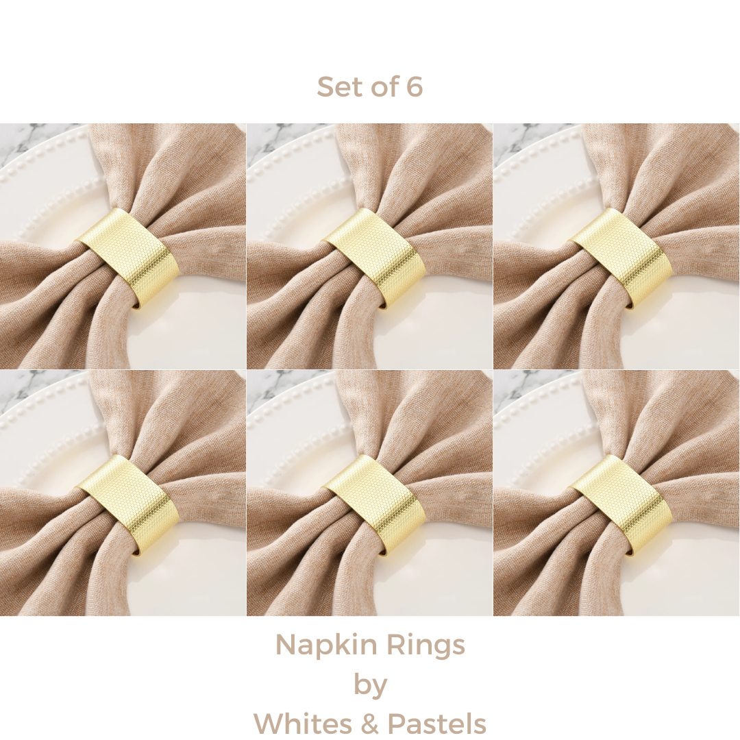Napkin Rings Set – Gold Metal Band, (Set of 4/6/8) Perfect for Formal & Casual Dining