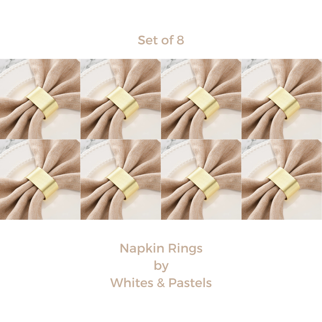Napkin Rings Set – Gold Metal Band, (Set of 4/6/8) Perfect for Formal & Casual Dining