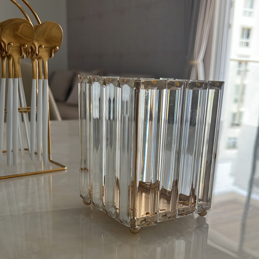Fluted Glass Cutlery Holder - Multipurpose Stand