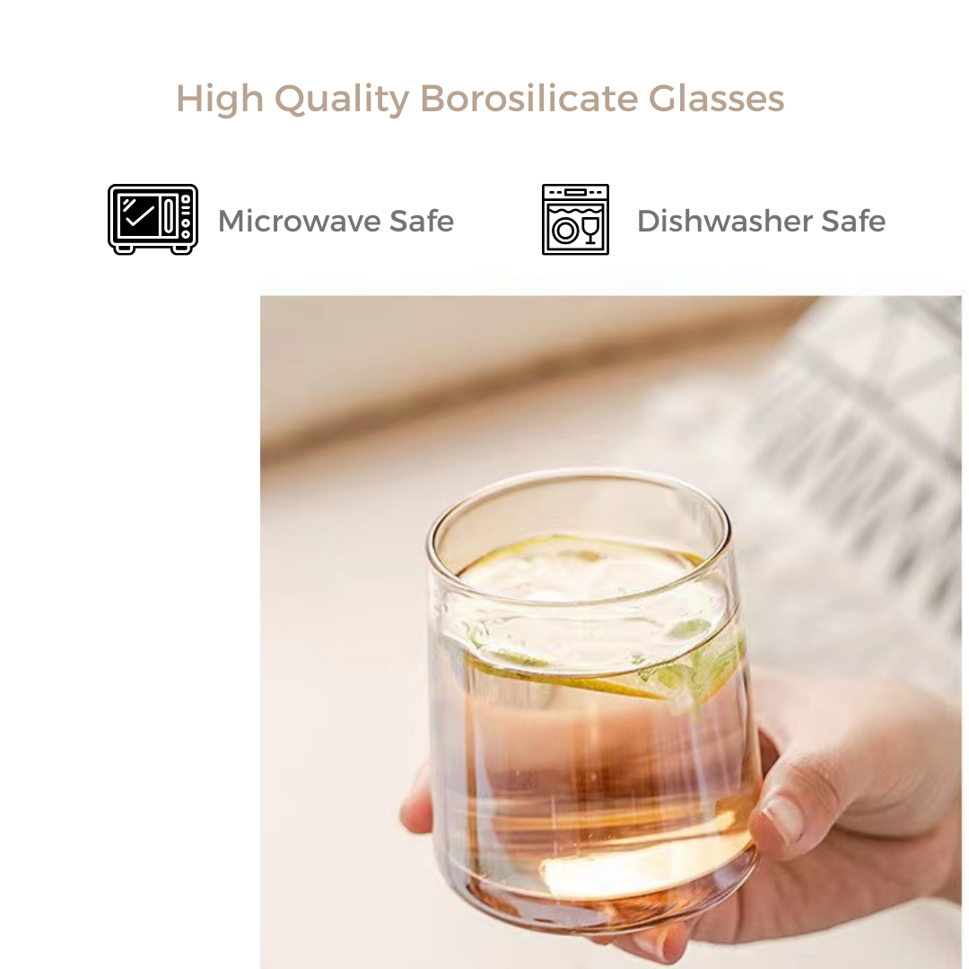 Drinking Glass with Metallic finish Set of 2/4/6 Whiskey, Juice, and More - 300ml
