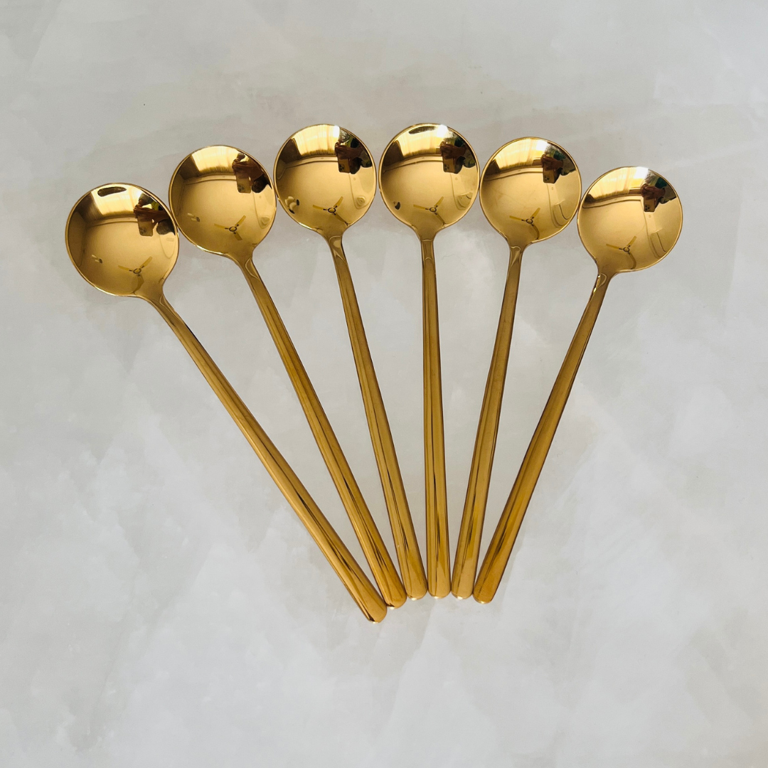 Set of 6 - Luxury Tea Dessert Coffee Spoons - Gold & Silver - 304 Grade Stainless Steel