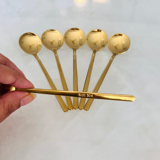 Set of 6 - Luxury Tea Dessert Coffee Spoons - Gold & Silver - 304 Grade Stainless Steel