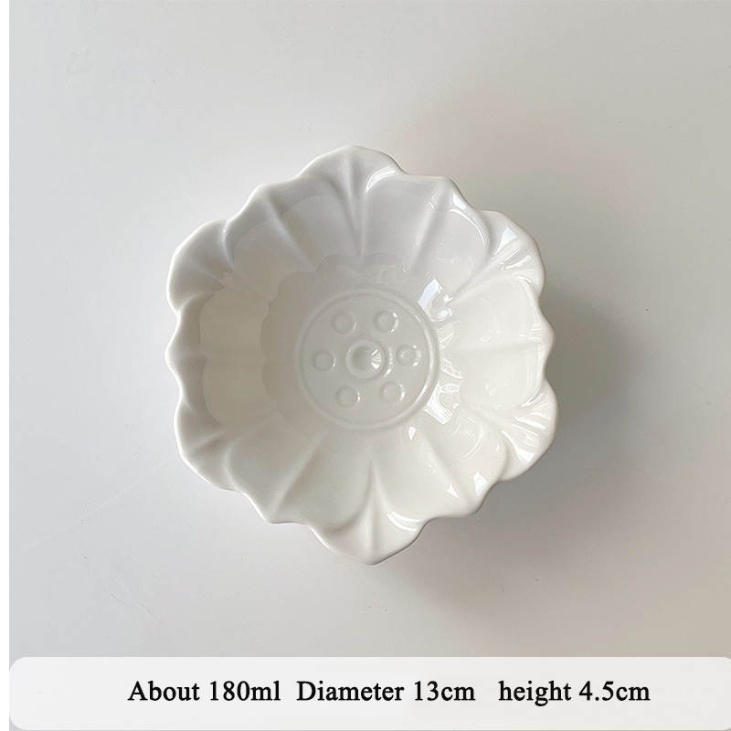 French Embossed Lotus Dessert Bowl - Porcelain