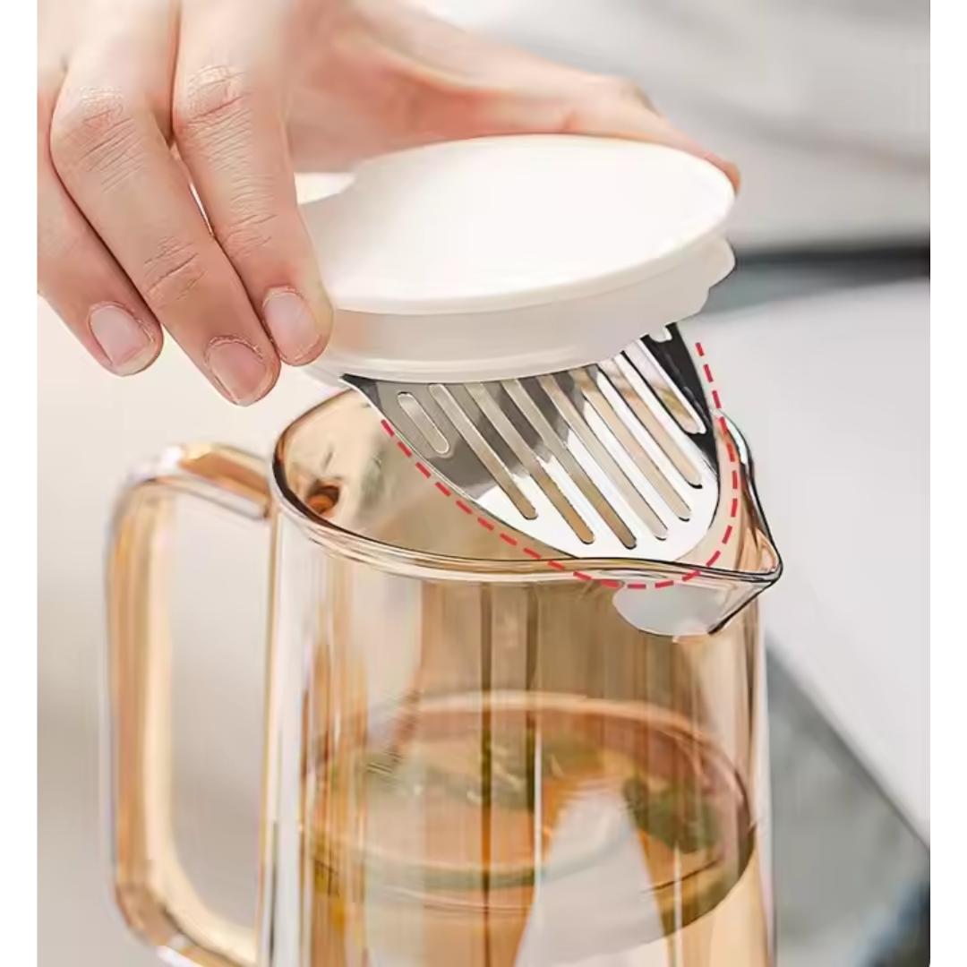 Amber Borosilicate Glass Jug & Cup Set – 1 Jug + 6 Handled Cups | 1800 ml Carafe + 300 ml Cups | Microwave & Dishwasher Safe