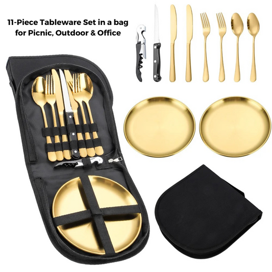 Cutlery Set for 2 in Carry Bag for Office or Picnic - Tableware Set
