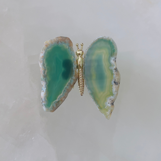 Agate Stone Butterfly Figurine - Green