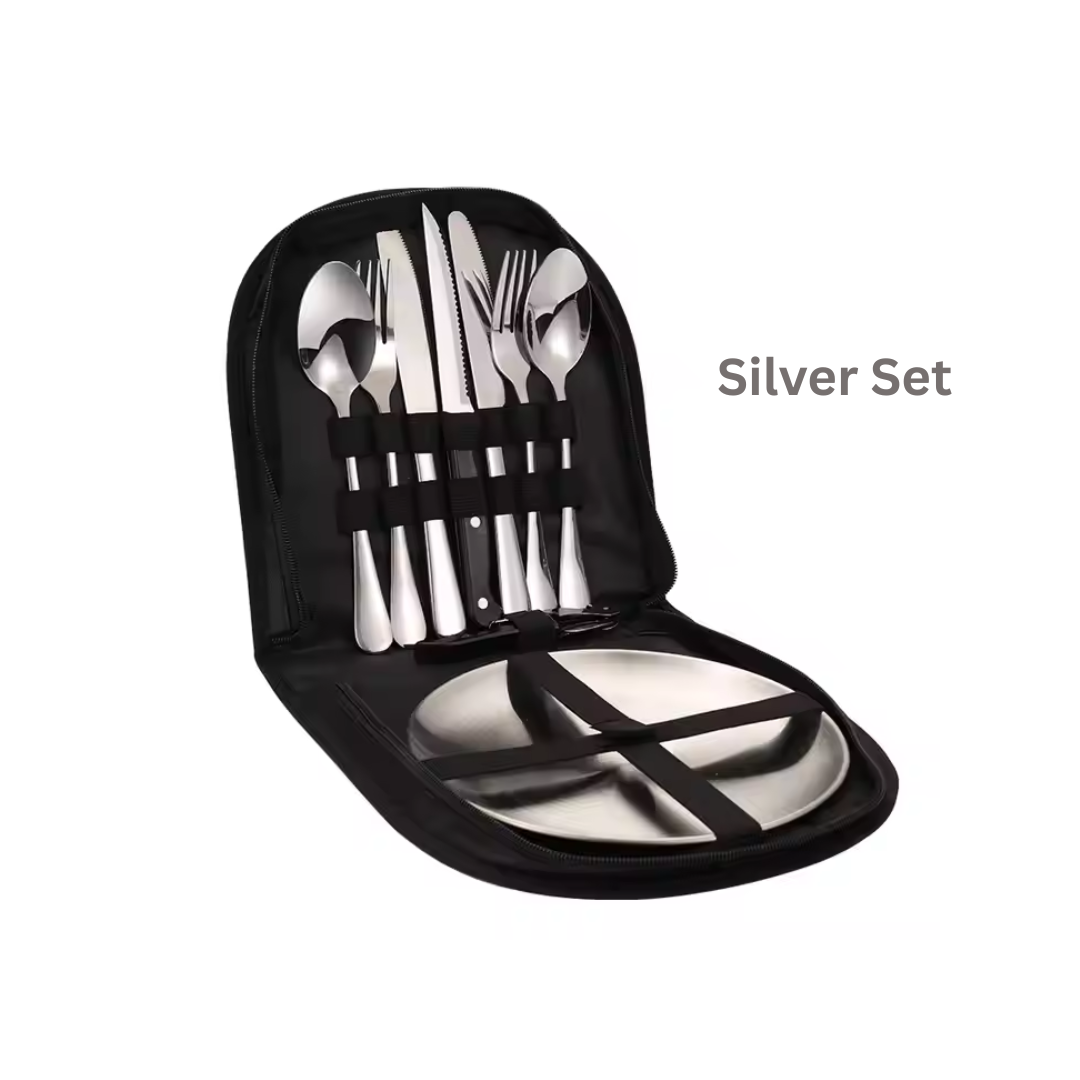 Cutlery Set for 2 in Carry Bag for Office or Picnic - Tableware Set