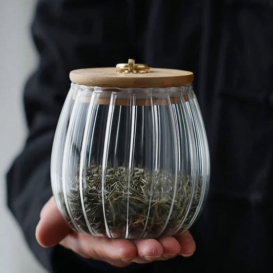 Borosilicate Glass Fluted Snack Jars - Pumpkin shape