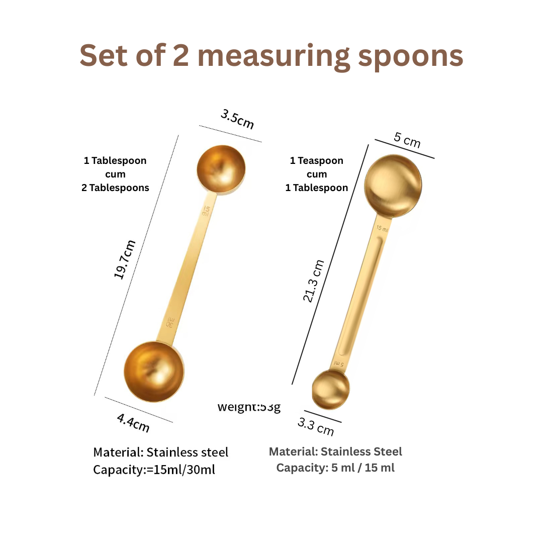 Double-Sided Measuring Spoon – Gold & Silver | Baking Spoon Set (15ml, 30ml, 5ml)
