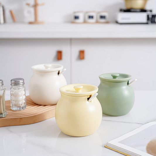 Set of porcelain ghee pots in assorted pastel colors – 300ml each