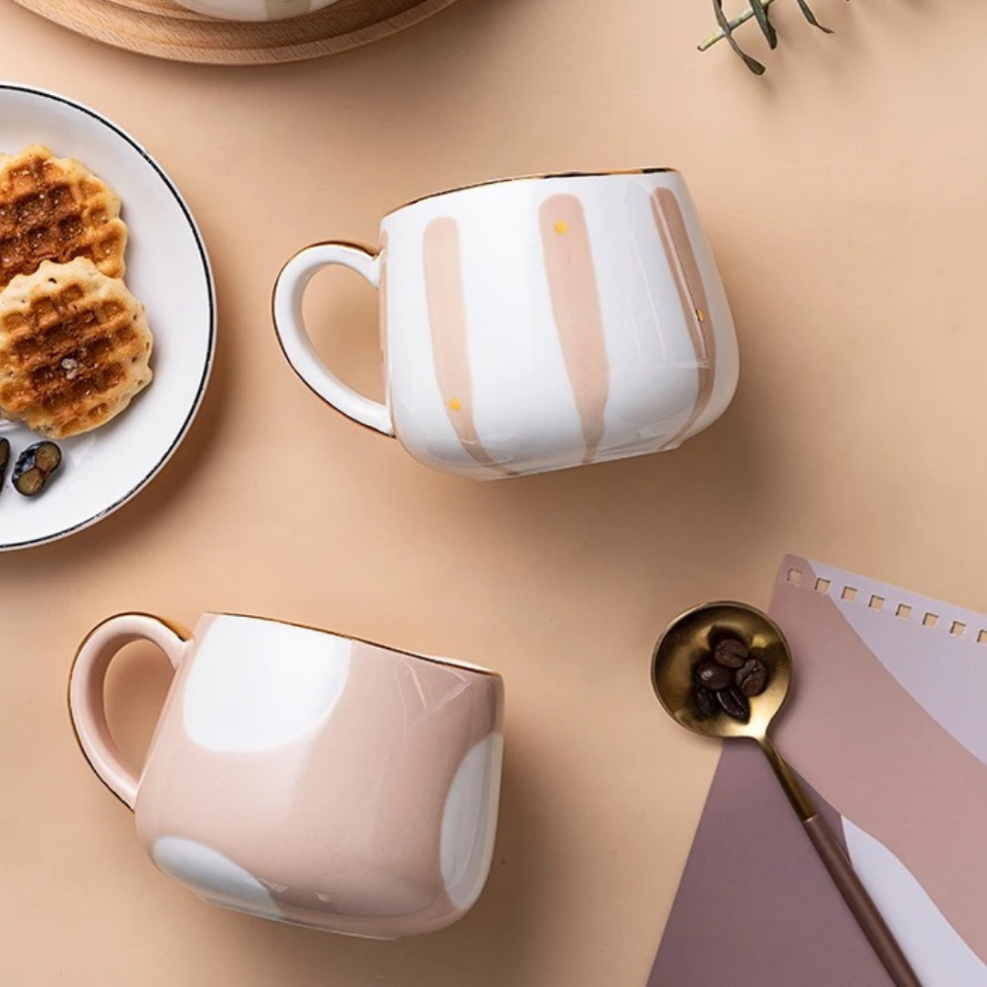 Nordic Style Porcelain Coffee Mug - Pastel Pink