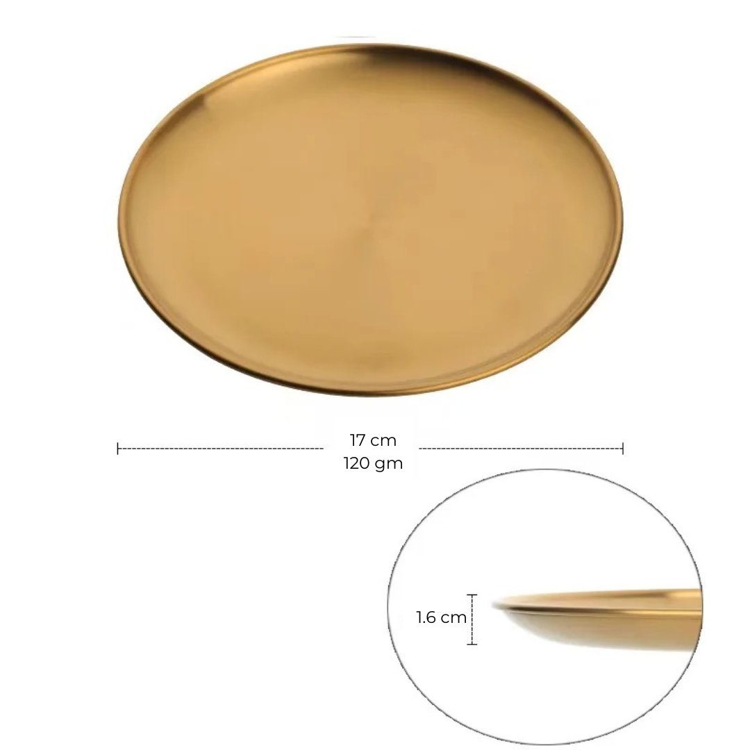 Gold Steel Snack Plate - 6.67 inch