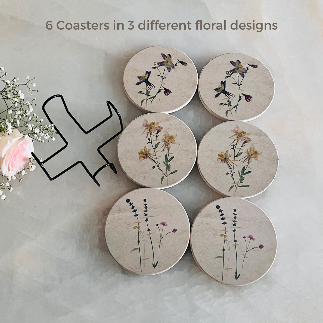 Coasters with Gold or Black Frame - Set of 7