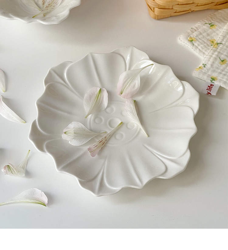 French Embossed Snack Plate - 6 inch Lotus shape