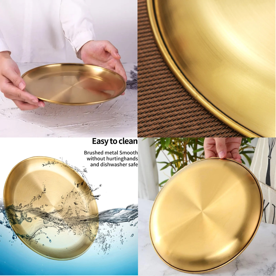 Gold Steel Snack Plate - 6.67 inch