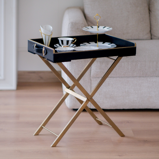 Luxury Black Butler Tray Table