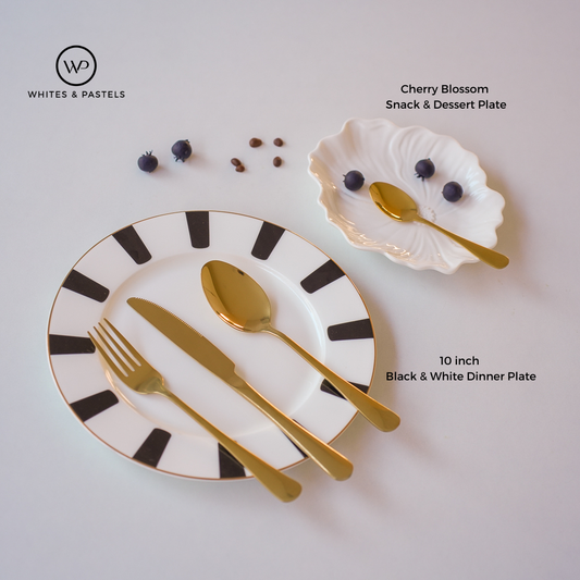 Dinner and Snack Plates - Black & White - 8 inch & 10 inch