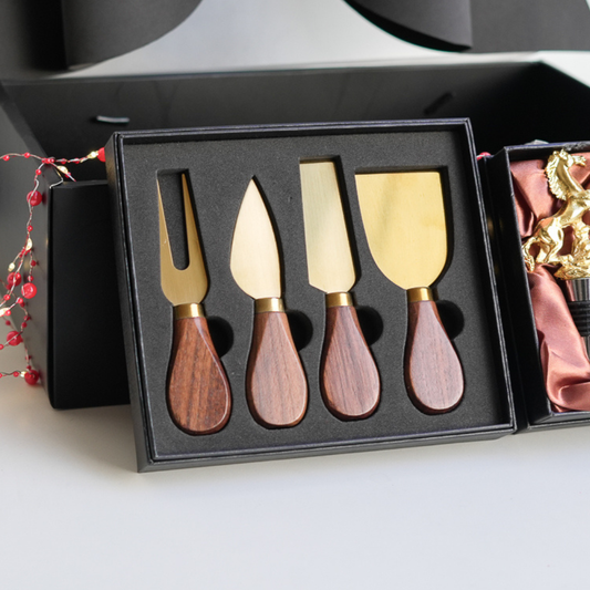 Cheese Knife Set of 4 in black box | Gold & Silver Finish