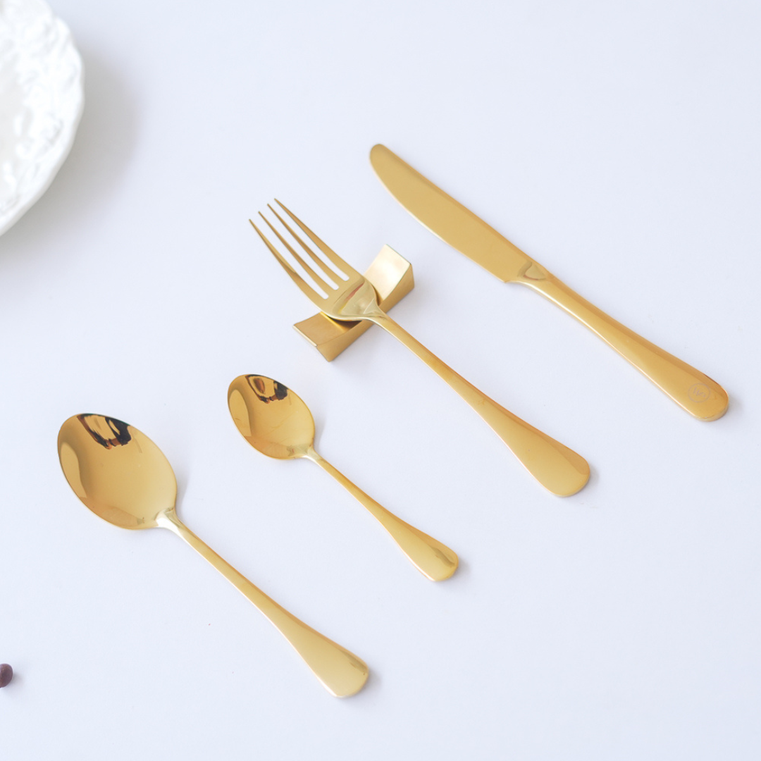 24-Piece Luxury Gold Cutlery Set | Classic Design | 304 Stainless Steel Flatware