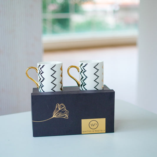 Gift Set - Coffee Mug with Gold Handle - Geometric