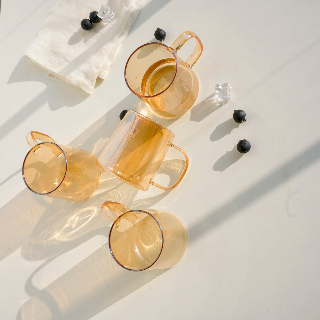 Cup with Gold Lustre | Borosilicate Glass – 300 ml | Amber
