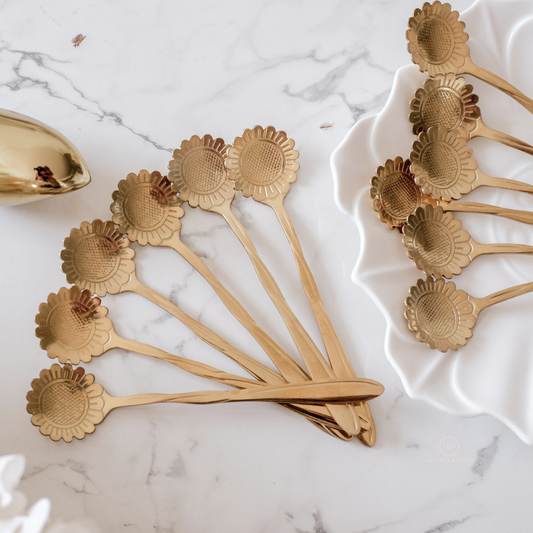 Luxury stainless steel sunflower stirrer spoon set