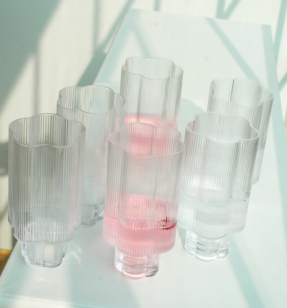 Premium Ribbed Drink Glasses – Set of 6 by Whites & Pastels