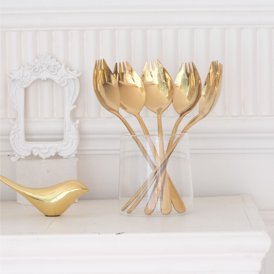 Set of 6 Spork | Spoon plus Fork | Stainless Steel | Gold | Silver