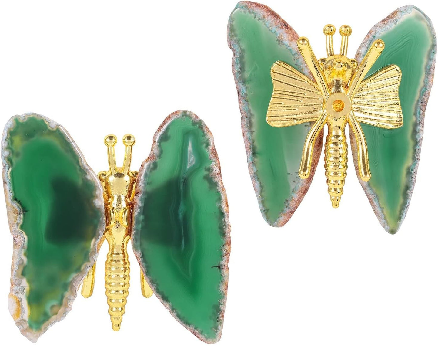 Agate Stone Butterfly Figurine - Green