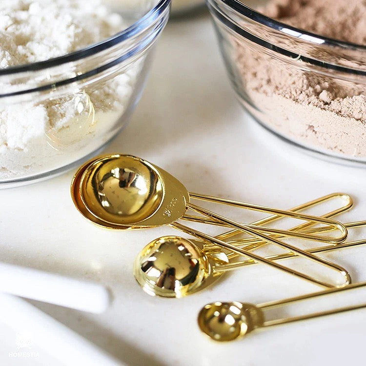 Set of 4 Measuring Spoons - Gold or Silver
