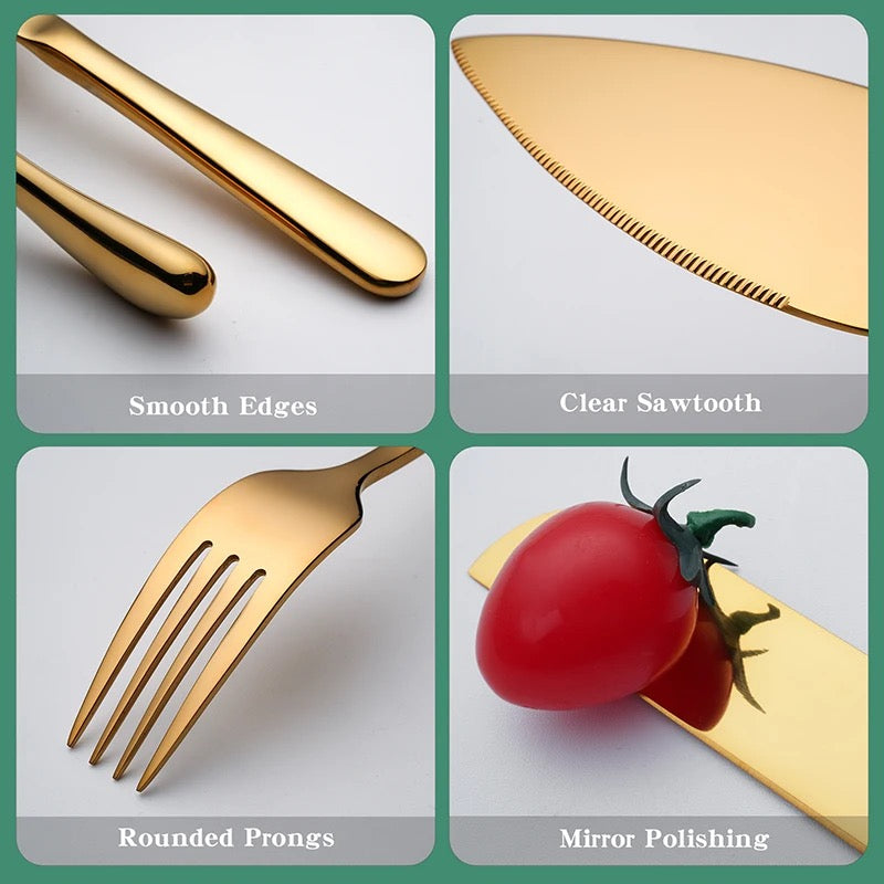 Cake Shovel and Knife Set - Gold Stainless Steel