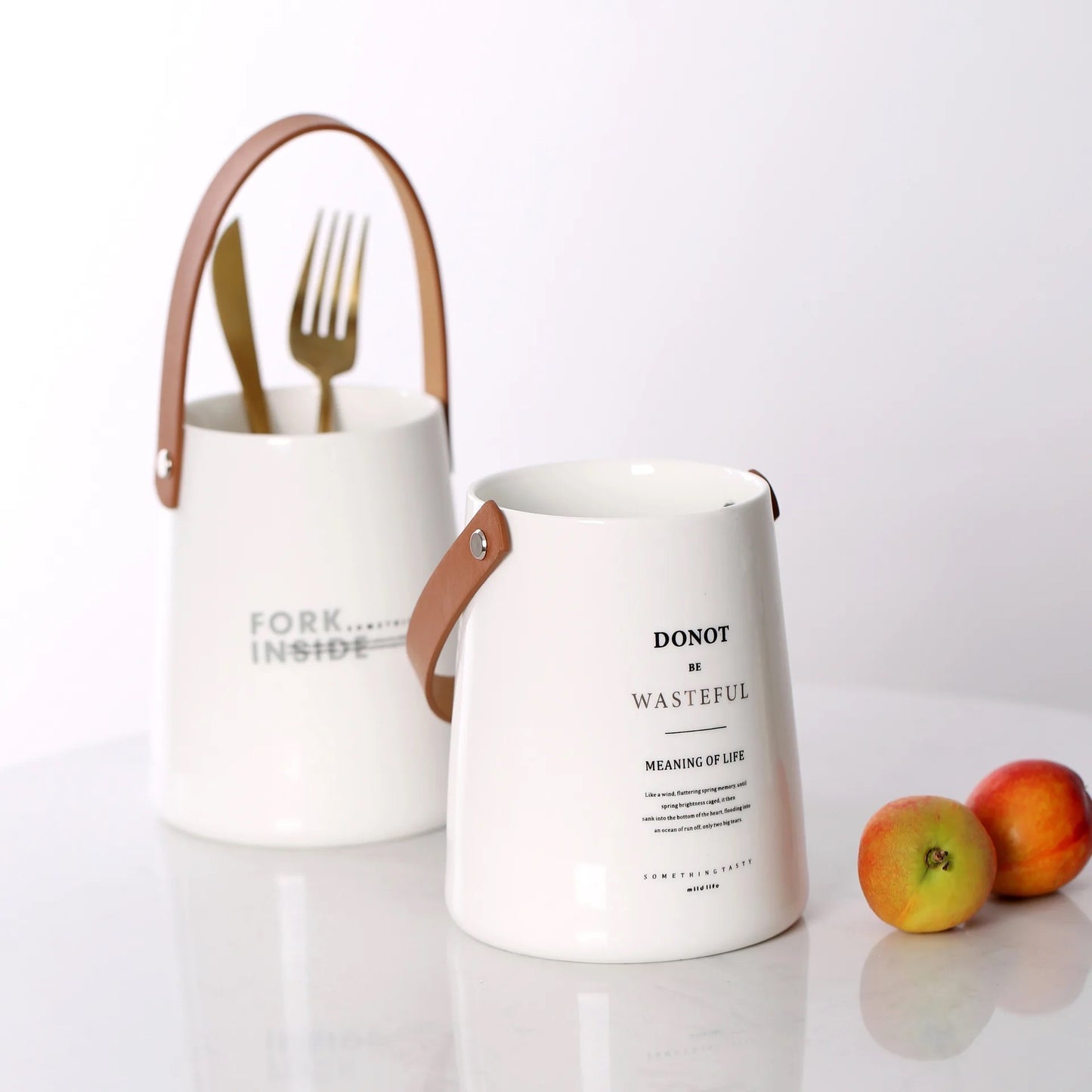 Cutlery Holder with Leather Strap