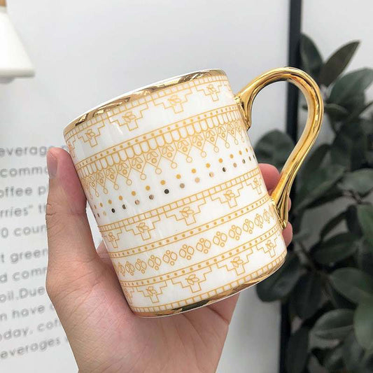 Luxury Coffee Mug with Gold rim - Beige