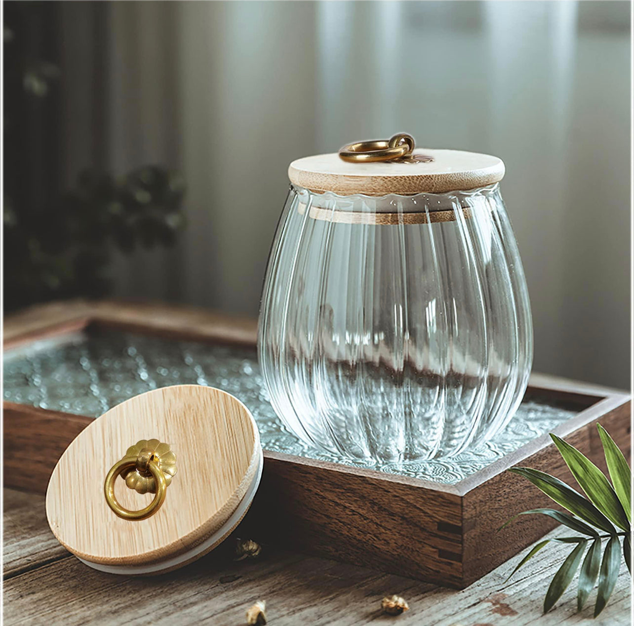 Fluted Airtight Snack Glass Jars - Pumpkin shape