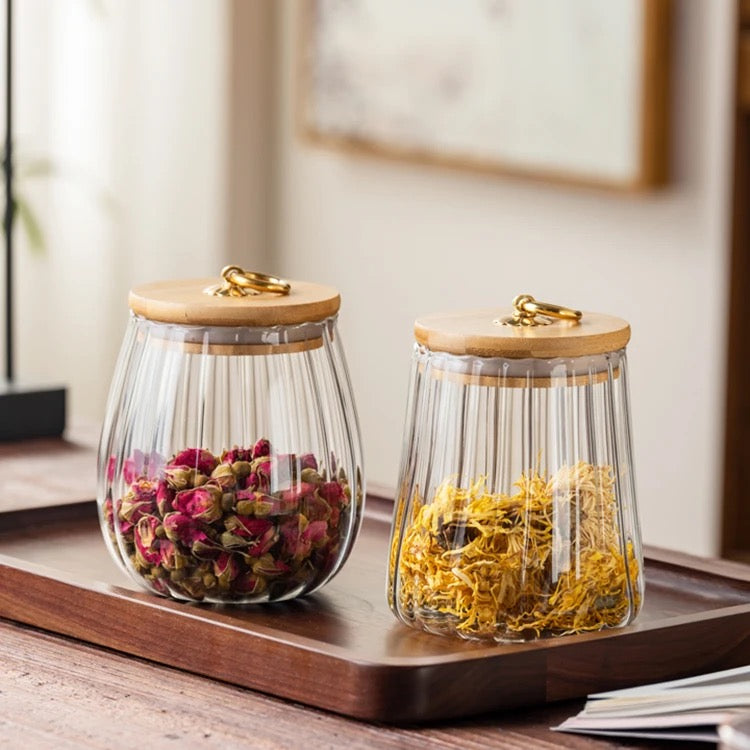 Fluted Airtight Snack Glass Jars - Pumpkin shape