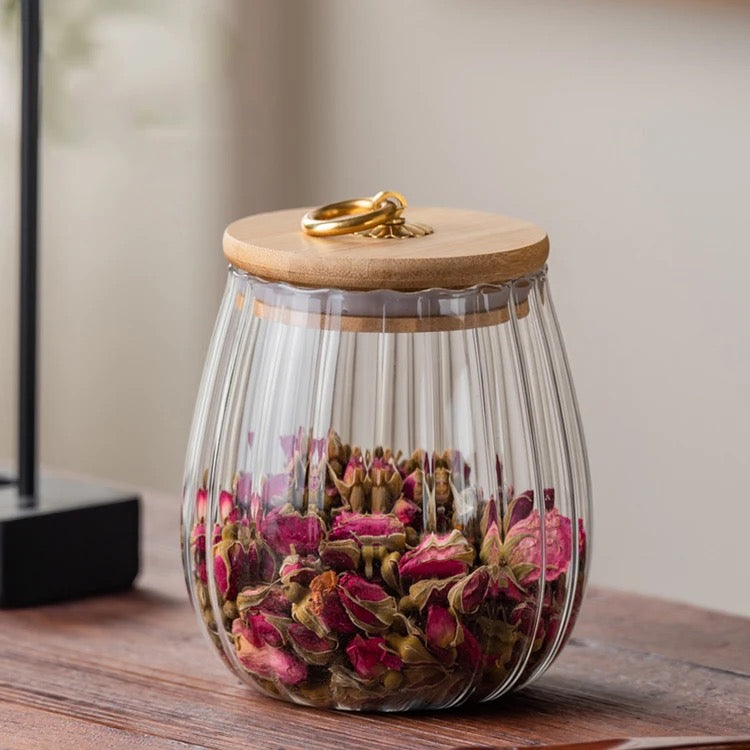 Borosilicate Glass Fluted Snack Jars - Pumpkin shape