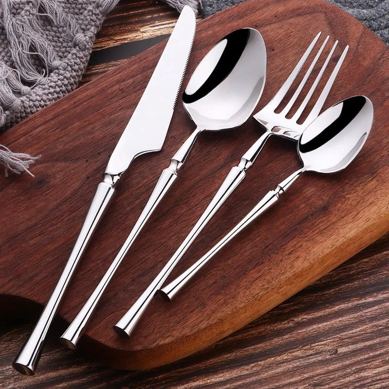 24-piece Luxury Fine-Dine Stainless Steel Cutlery - Gold or Silver option
