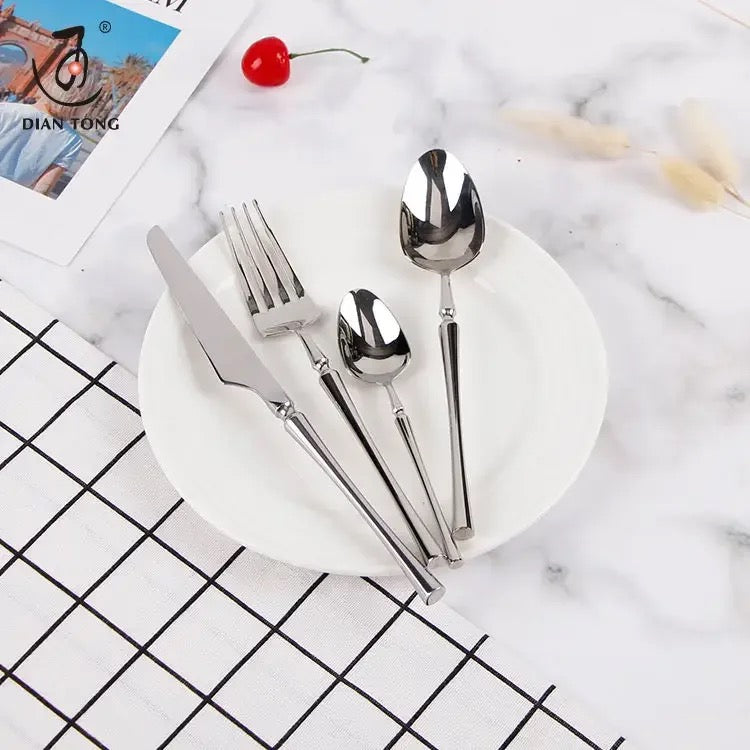 24-piece Luxury Fine-Dine Stainless Steel Cutlery - Gold or Silver option
