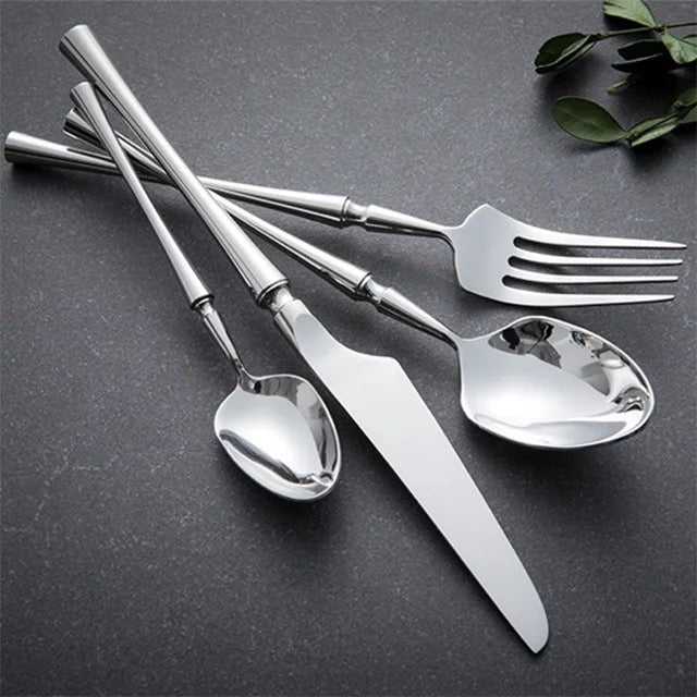 24-piece Luxury Fine-Dine Stainless Steel Cutlery - Gold or Silver option