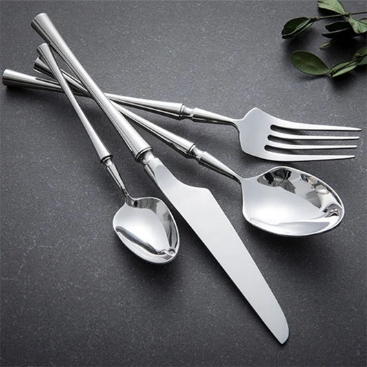 24-piece Luxury Fine-Dine Stainless Steel Cutlery - Gold or Silver option