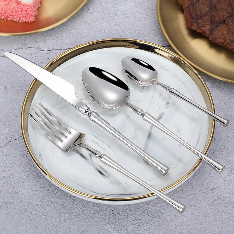 24-piece Luxury Fine-Dine Stainless Steel Cutlery - Gold or Silver option