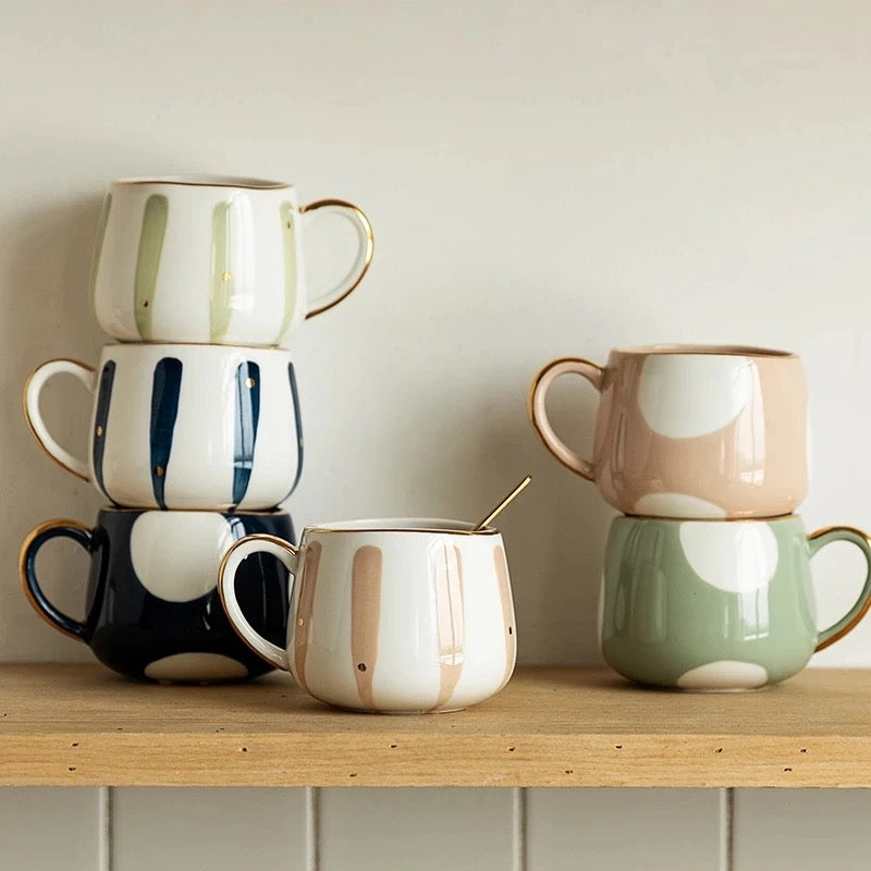 Nordic Style Porcelain Coffee Mug - Blue
