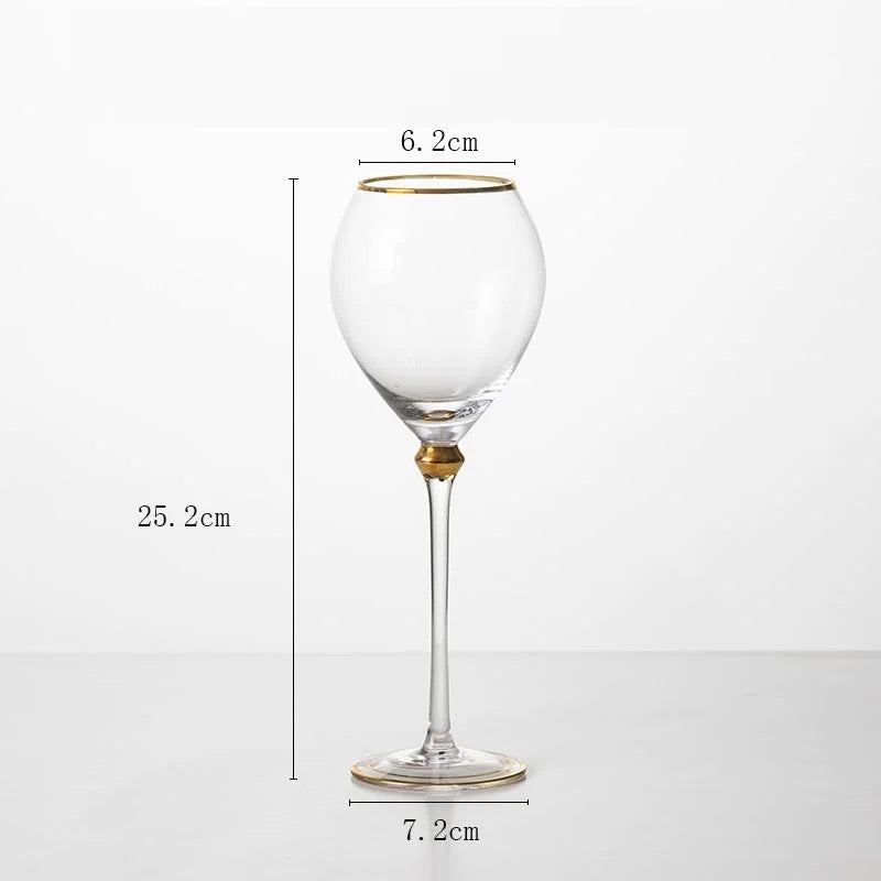 Premium Set of 2 Wine Glasses with Gold Accents - 420ml