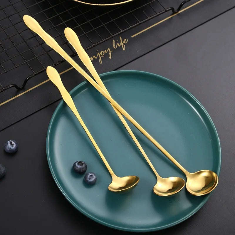 Scoop Spoon Set of 3 – for Mixing & Pouring - Gold & Silver