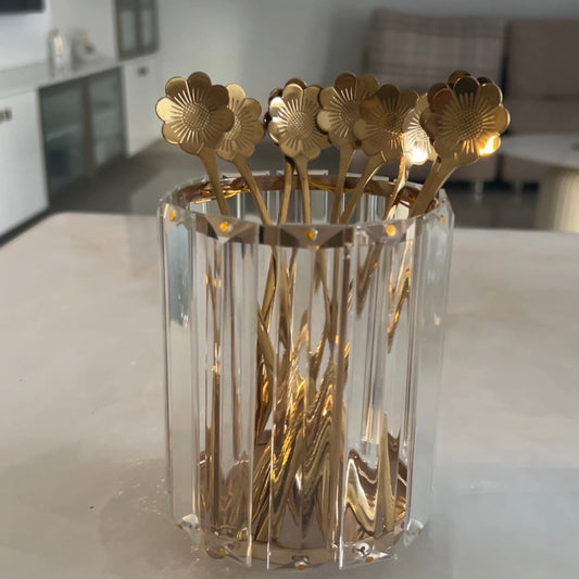 Cutlery Holder in Fluted Glass - Circular shape- Multipurpose Stand