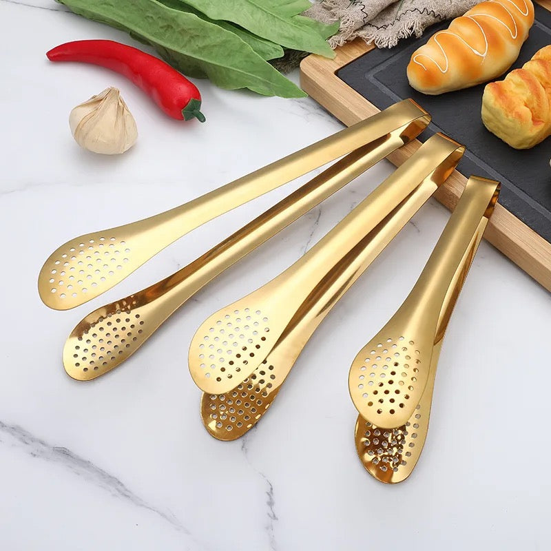 Small Serving Tongs – Luxury Stainless Steel - Gold & Silver