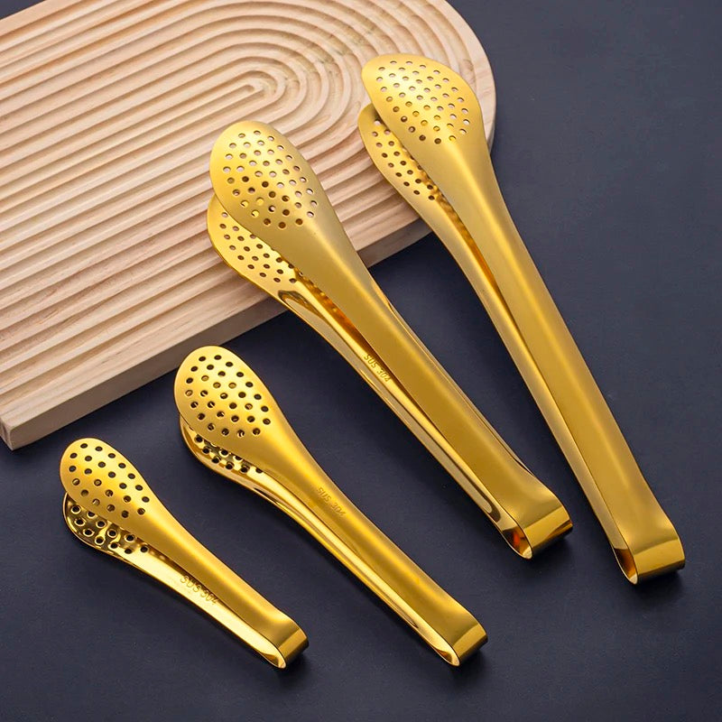 Small Serving Tongs – Luxury Stainless Steel - Gold & Silver