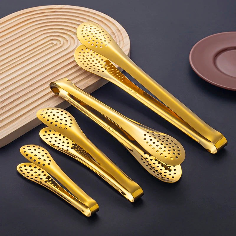 Small Serving Tongs – Luxury Stainless Steel - Gold & Silver