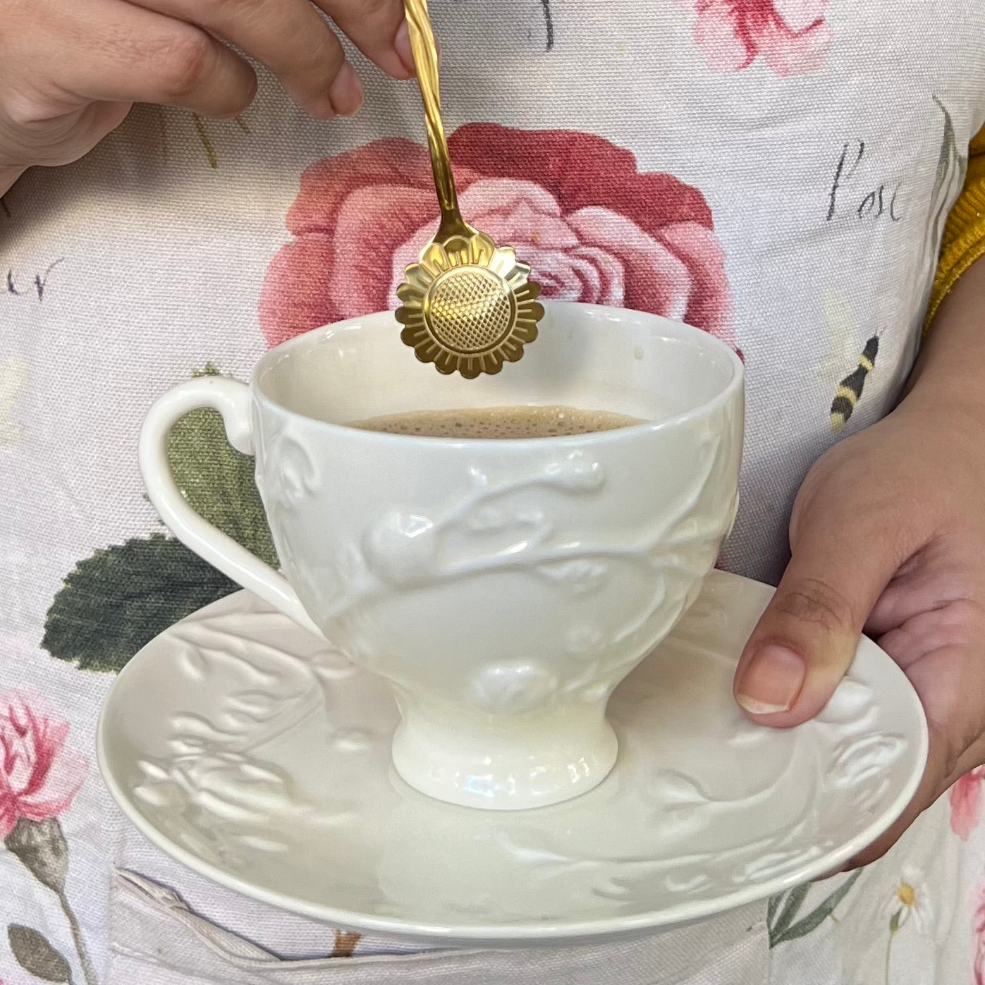 Dessert & Tea spoons - Sunflower - Gold Tea Spoons 6 pcs